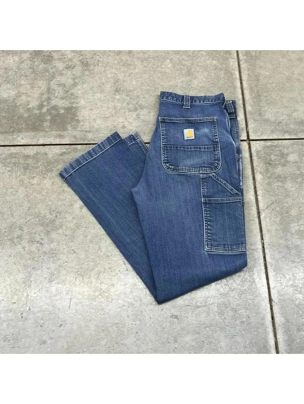 vintage carhartt relaxed fit faded blue jeans size 34 x 32